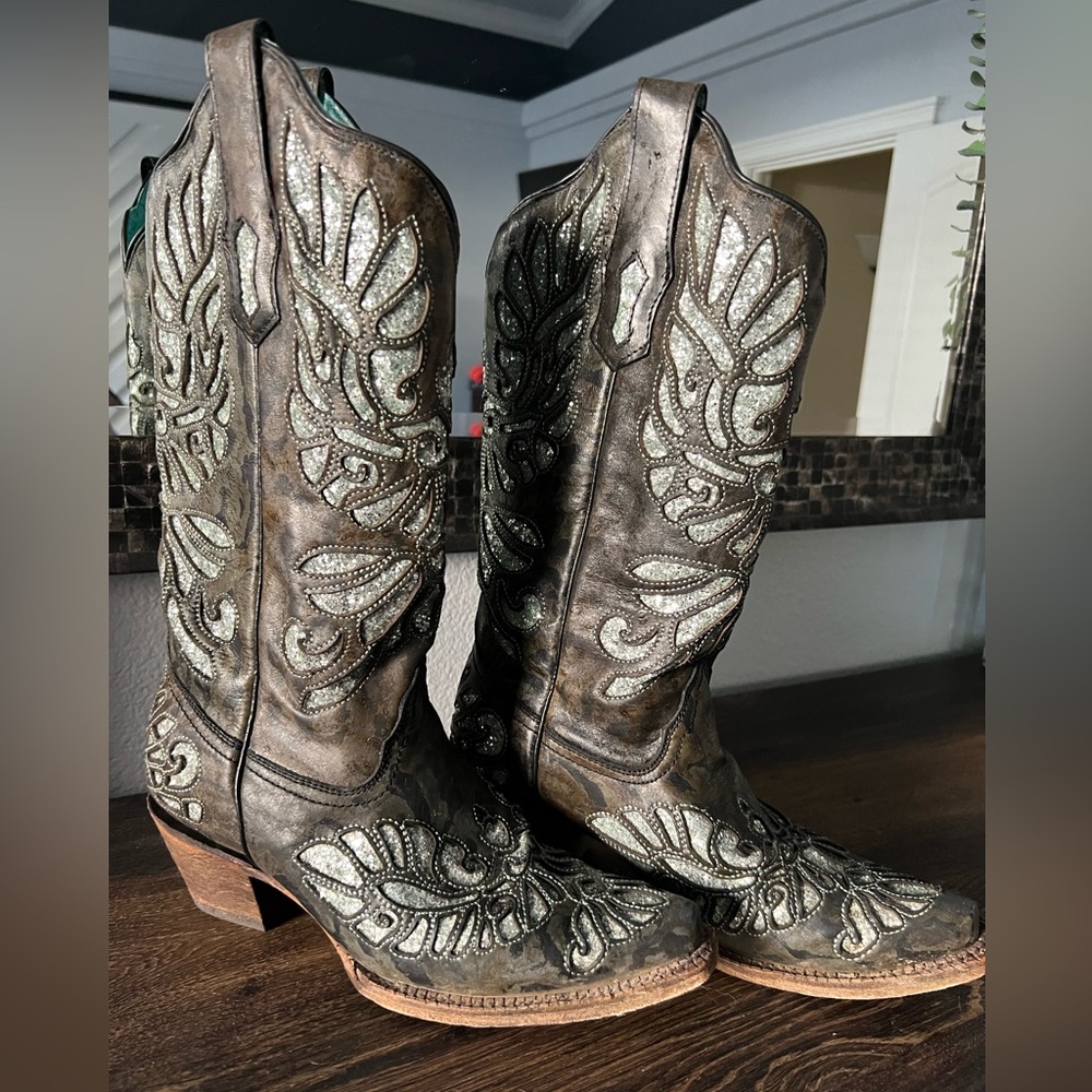 Corral glitter leather western boots